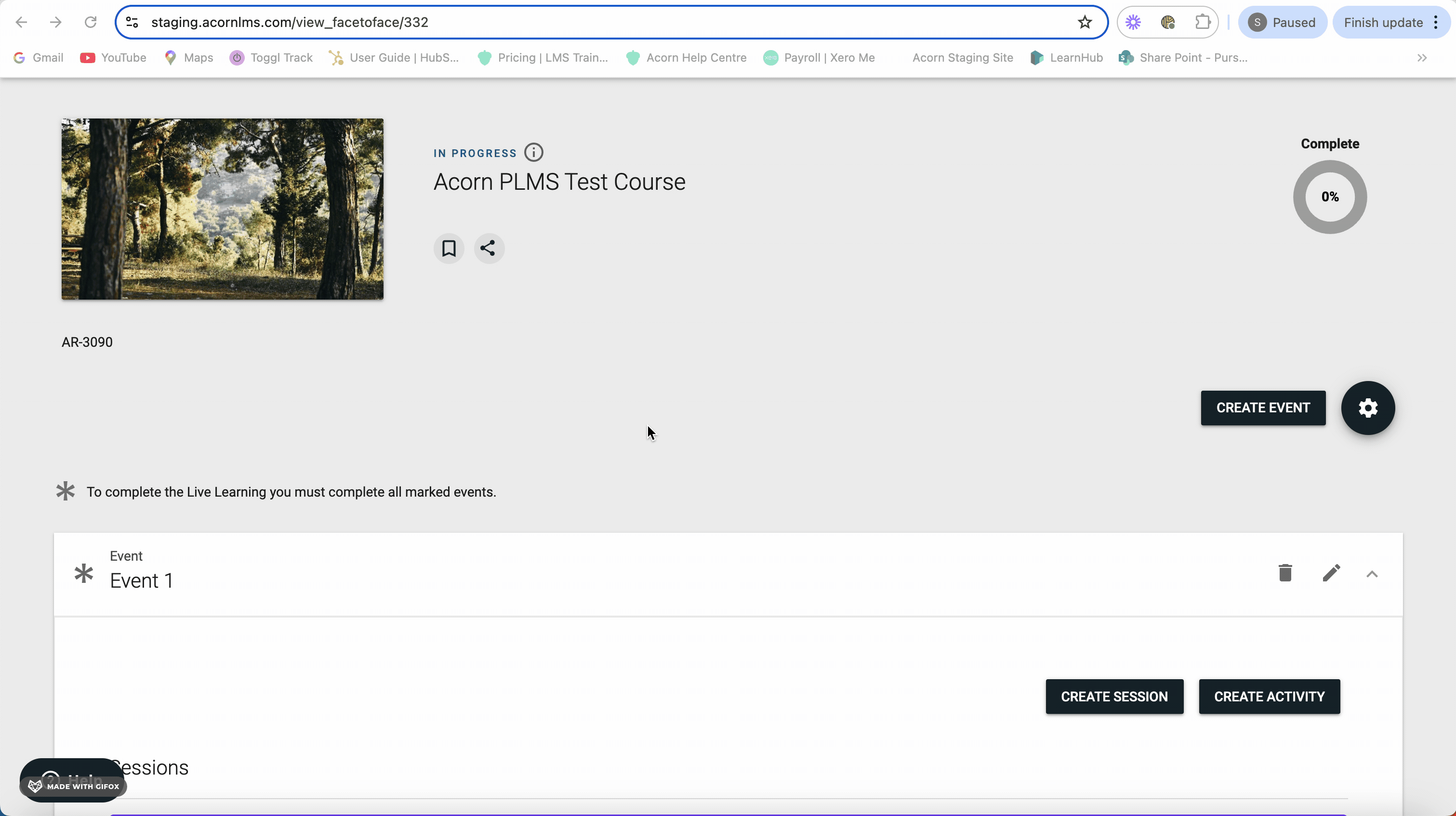 How to Edit a Live Learning Sessions Table