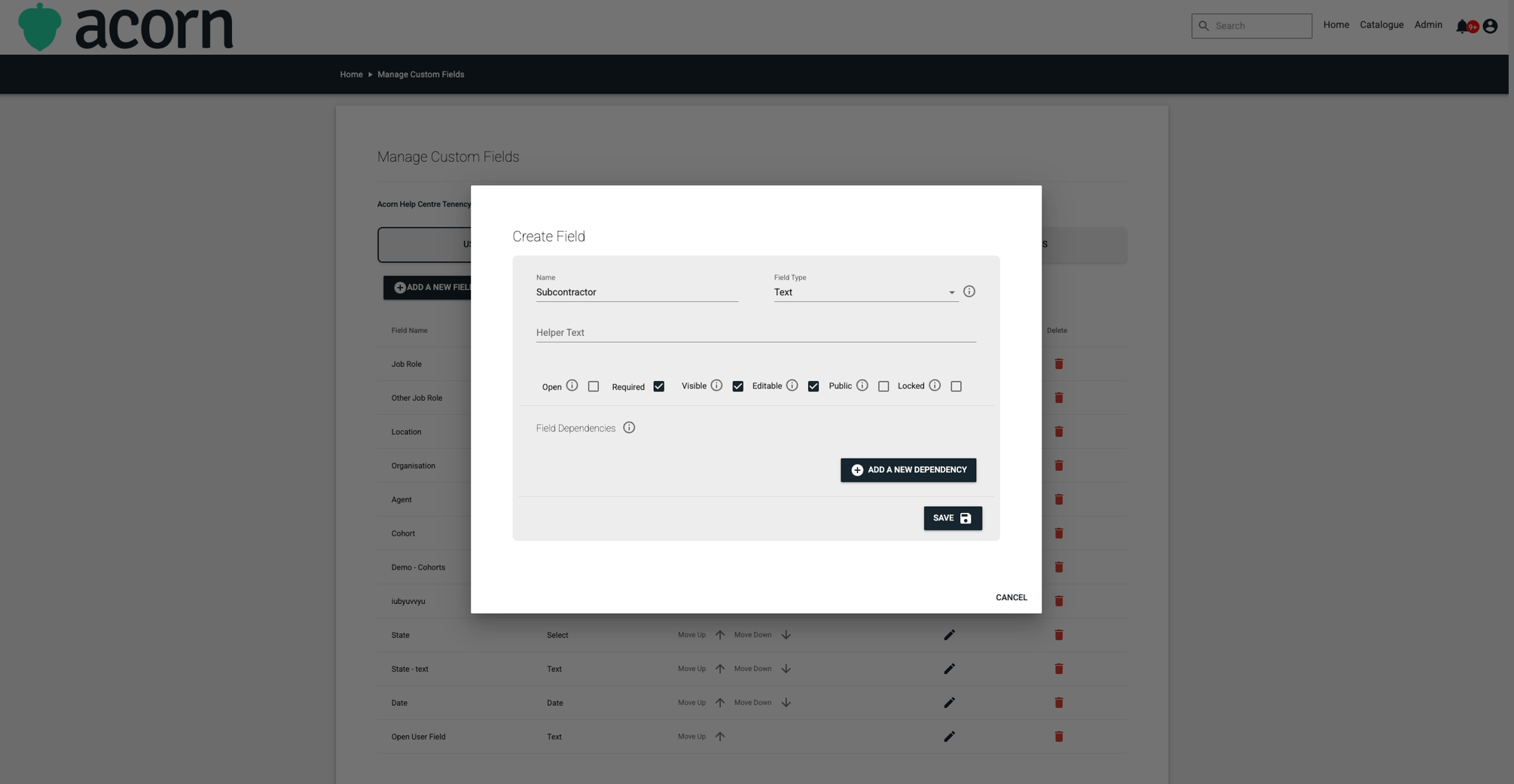 Manage Custom Fields Access