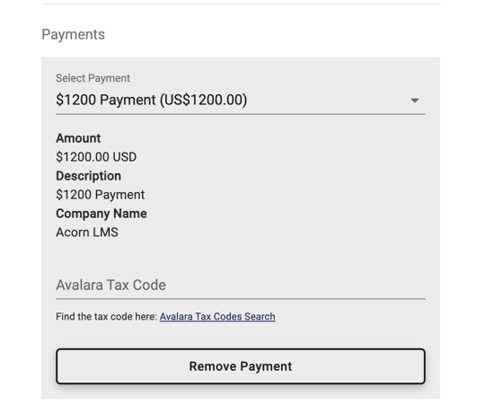 enter avatax code